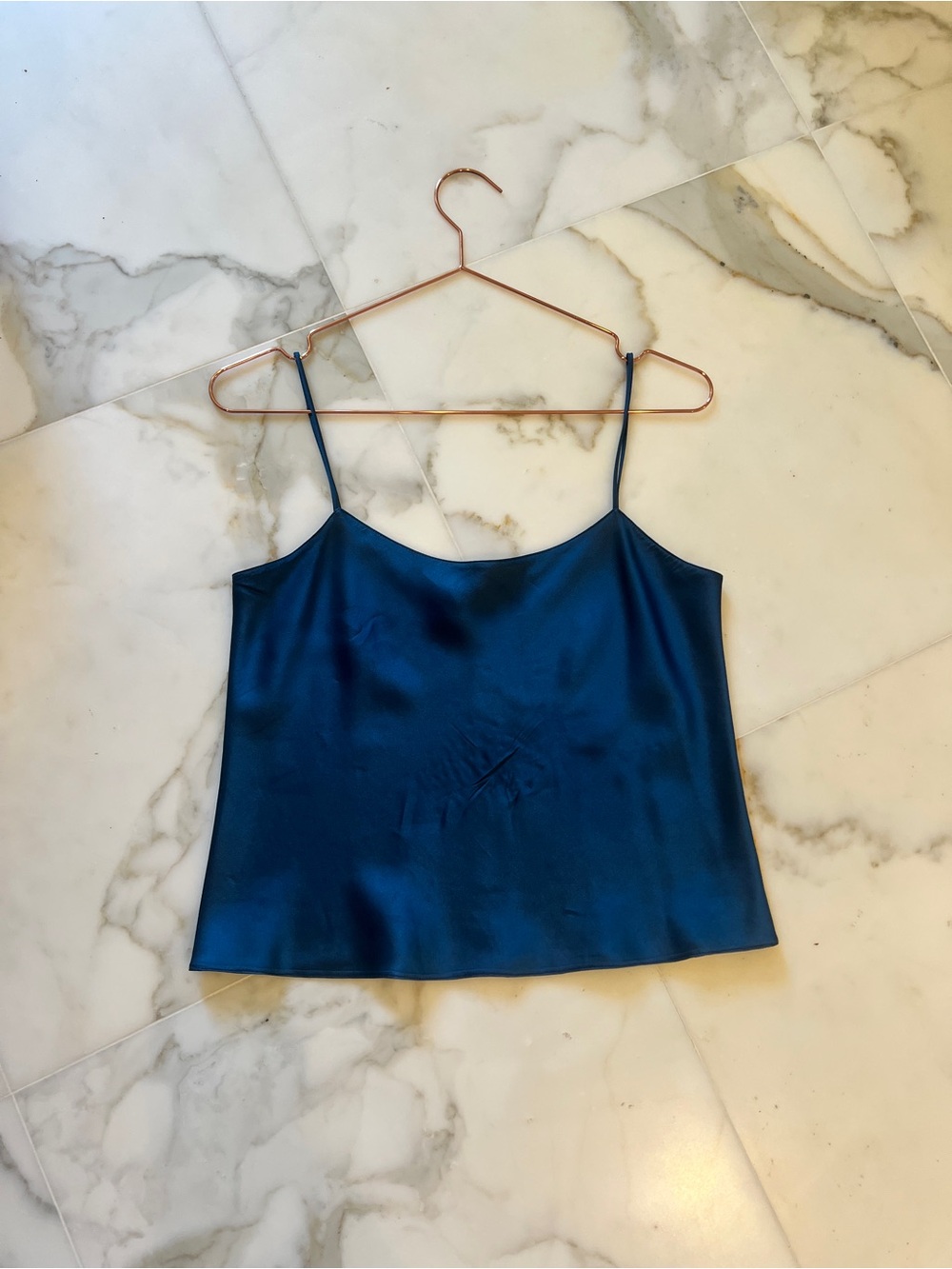 The Row Teal Satin Spaghetti Strap Camisole